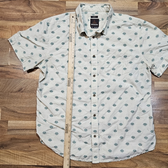 prAna Men’s Large Slim Fit Organic Cotton Blend Shirt Short Sleeve Casual - Picture 5 of 8